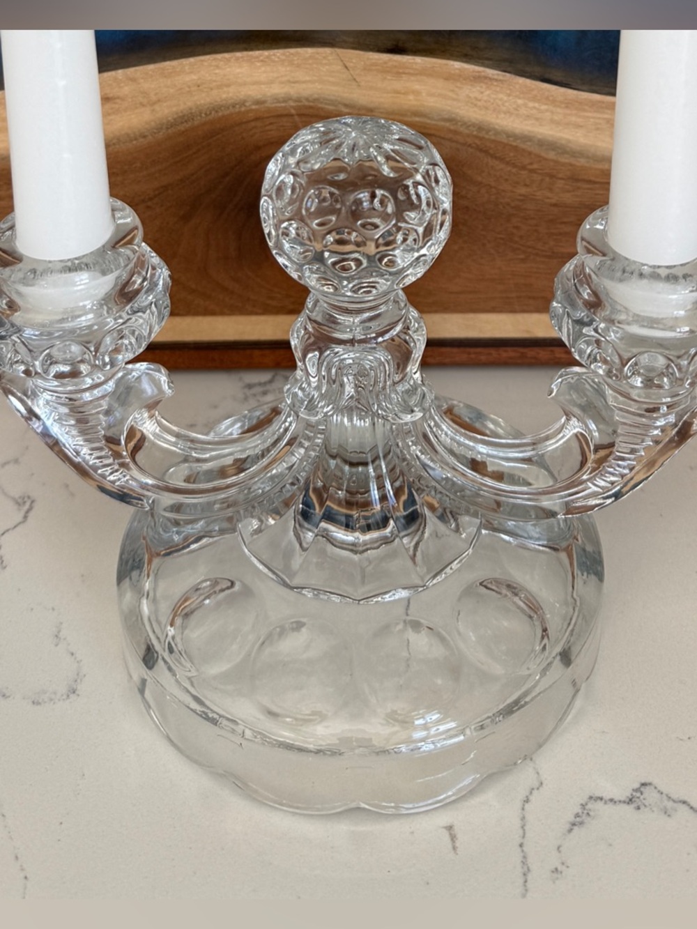 Vintage candle holder Heisey glass 2 light candlelabra